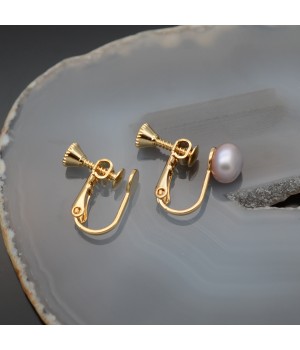 16K Real Gold Plated For Non-Pierced Ears Clip-on Earrings, 1 pair