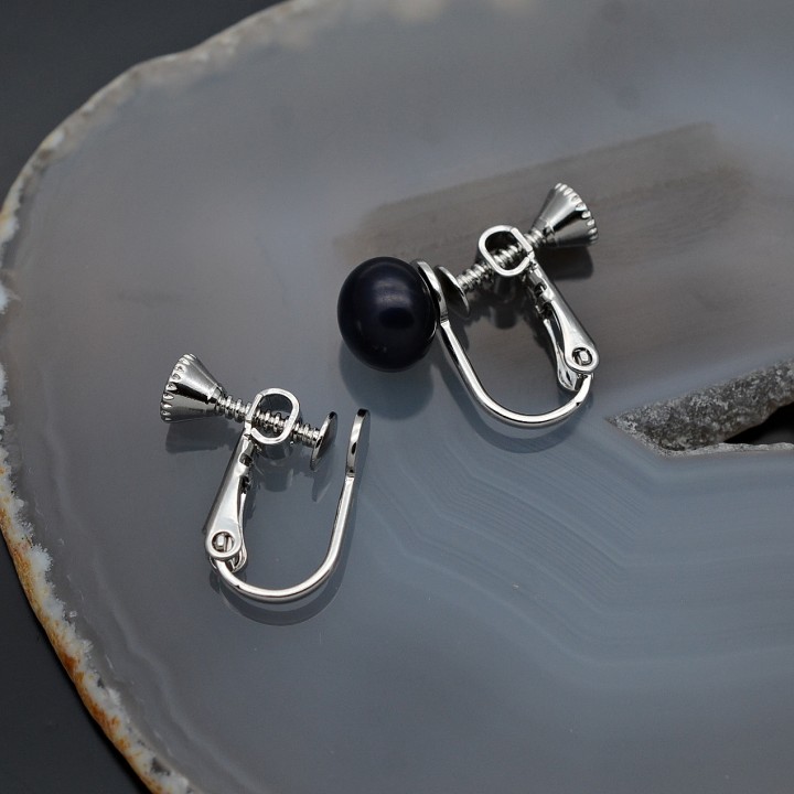 Rhodium Plated For Non-Pierced Ears Clip-on Earrings, 1 pair