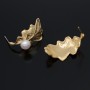 Leaf Stud Earrings matt gold plated, 1 pair