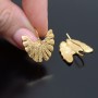 Ginkgo ear hooks, 16k gold plated