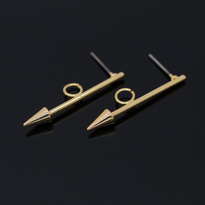 Arrow Stud Earrings 16K gold plated, 1 pair