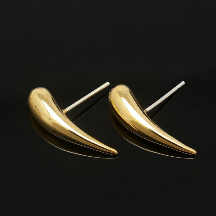 Drop Stud Earrings 20mm 16K gold plated, 1 pair