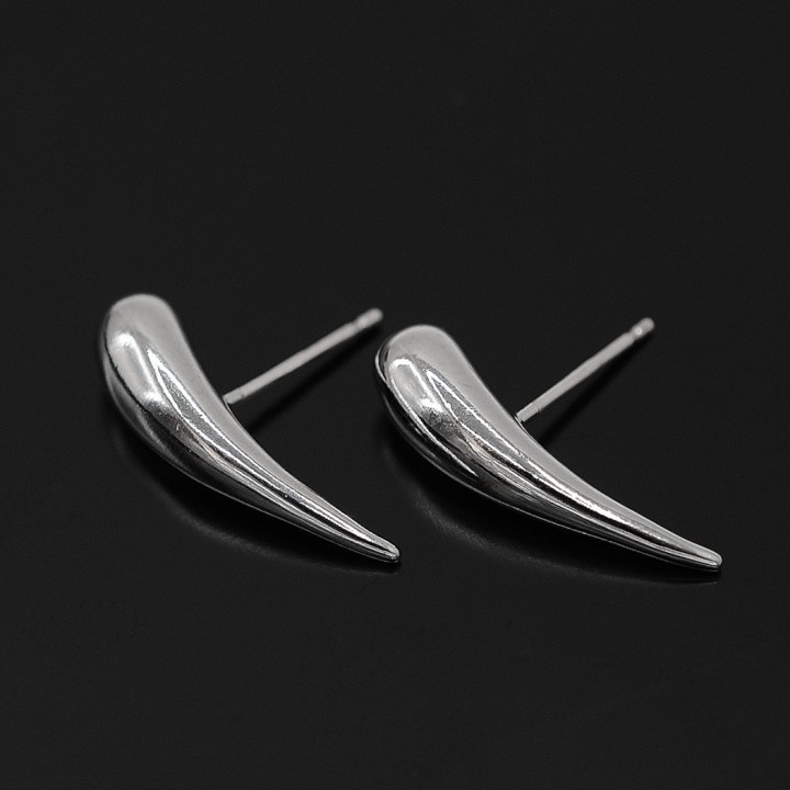 Drop Stud Earrings 20mm rhodium plated, 1 pair