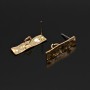 16K Real Gold plated Hammered Rectangle Earrings 6:21mm Titanium Post, 1 pair