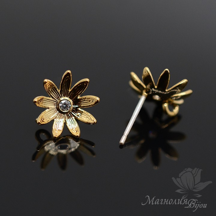 Studs Chamomile, 14 carat gold plated