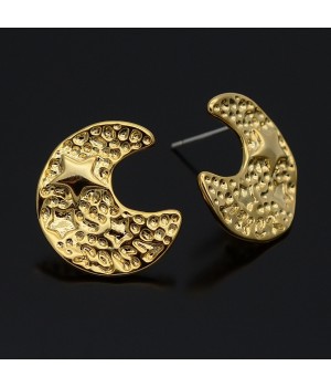 Crescent Moon & Star Earrings 16K gold plated, 1 pair