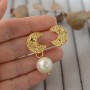 Crescent Moon & Star Earrings 16K gold plated, 1 pair