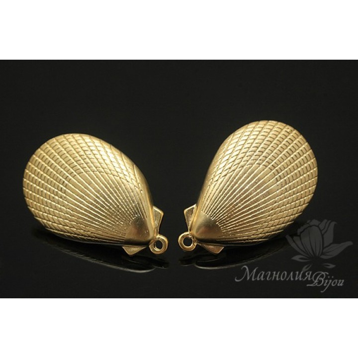 Studs "Scallops", 14 carat gold plated