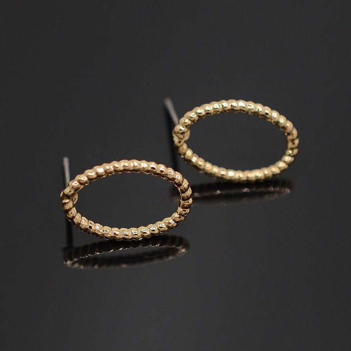 Studs Braided oval, 16 carat gold plated