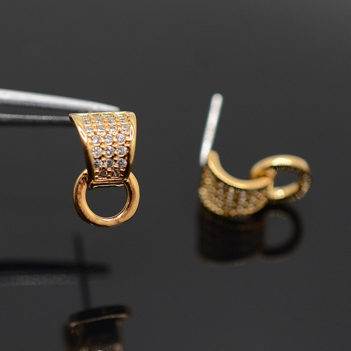 Retro studs with cubic zirkonia, 16K gold plated