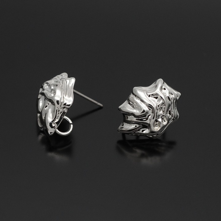 Rhodium plated Dragon Earrings 13:17mm Titanium Post, 1 pair