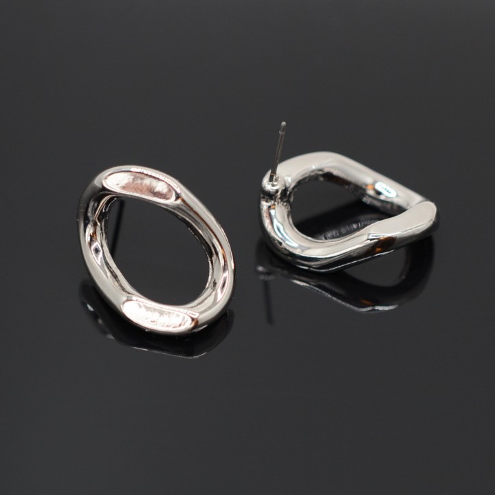 Earrings Link, rhodium plated