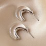 20mm Epoxy Crescent Stud Earrings, rhodium plated