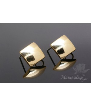 Studs Square 13.5mm, 14 carat gold plated