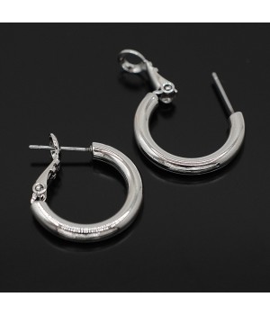 Hoop earrings 20mm, rhodium plated