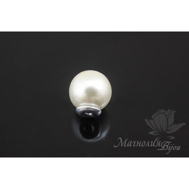 Stud end caps Pearls 8mm, rhodium plated