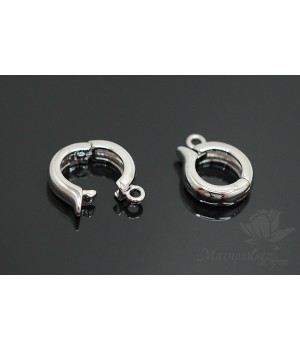 Bale round with clasp, rhodium plated