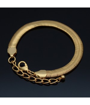 Pulsera de cadena de serpiente, pulsera en espiga 16 cm + 6 cm, dorado 16K