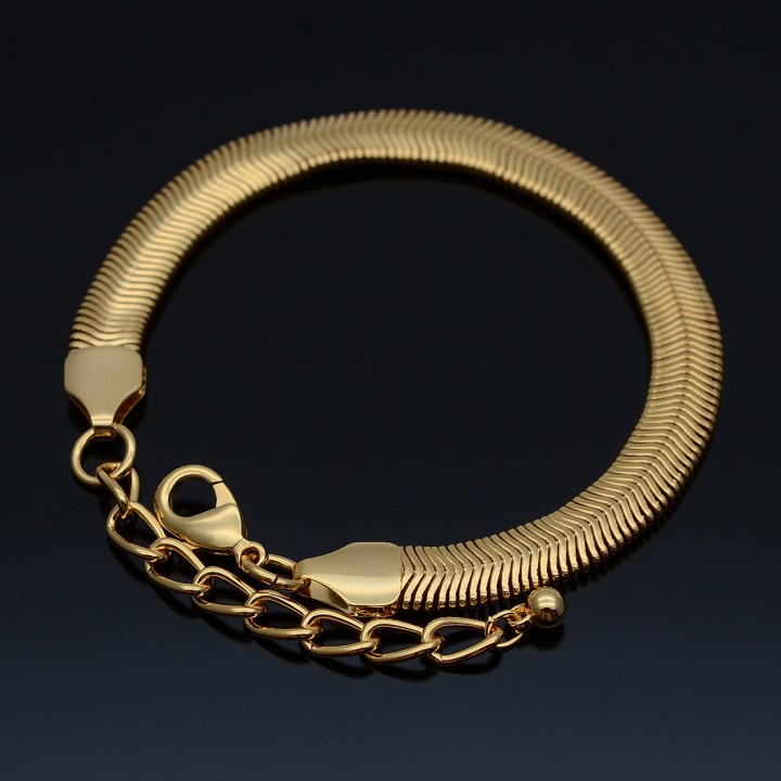 Snake Chain Bracelet, Herringbone Bracelet 16cm+6cm, 16K gold plated