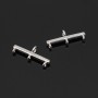 Simple Bar 3 Loops Connectors for bracelet or necklace, rhodium plated brass
