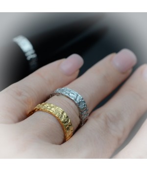 Rhodium plated 5mm Adjustable Rough Surface Ring Everyday Jewelry, 1 piece