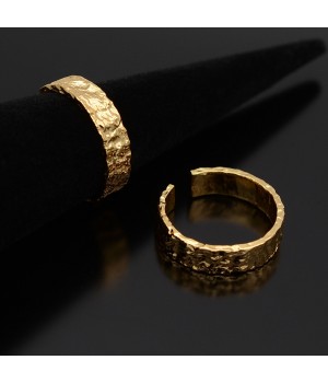 16K Real Gold plated 5mm Adjustable Rough Surface Ring Everyday Jewelry, 1 piece