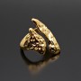 Anillo abierto Dragona Metal arrugado, baño de oro de 16K