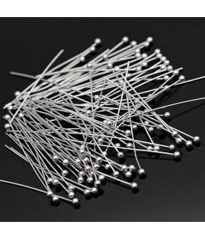 Ball pins 30:0.5mm rhodium plated, 100 pieces