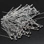 Ball pins 30:0.5mm rhodium plated, 100 pieces