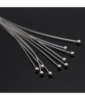 Ball Pins 50:0.5mm rhodium plated, 10 pieces