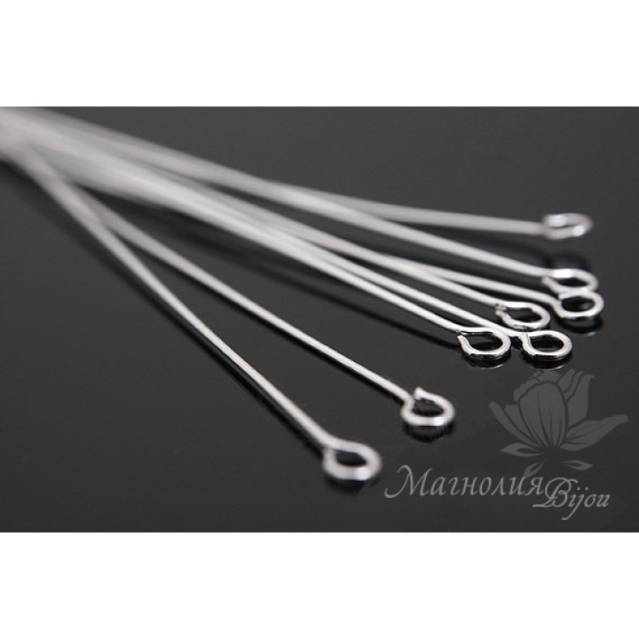 Ring pins 50:0.5mm rhodium plated, 10 pieces
