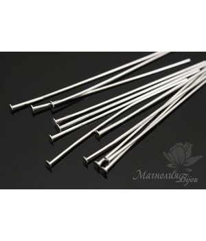 Headed pins 50mm rhodium plated, 10 pieces