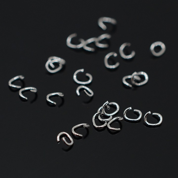 Open jump rings 3:3.5mm rhodium plated, 2 grams