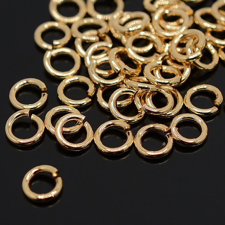 Open jump rings 1.2x6.4mm 16K gold plated, 2 grams