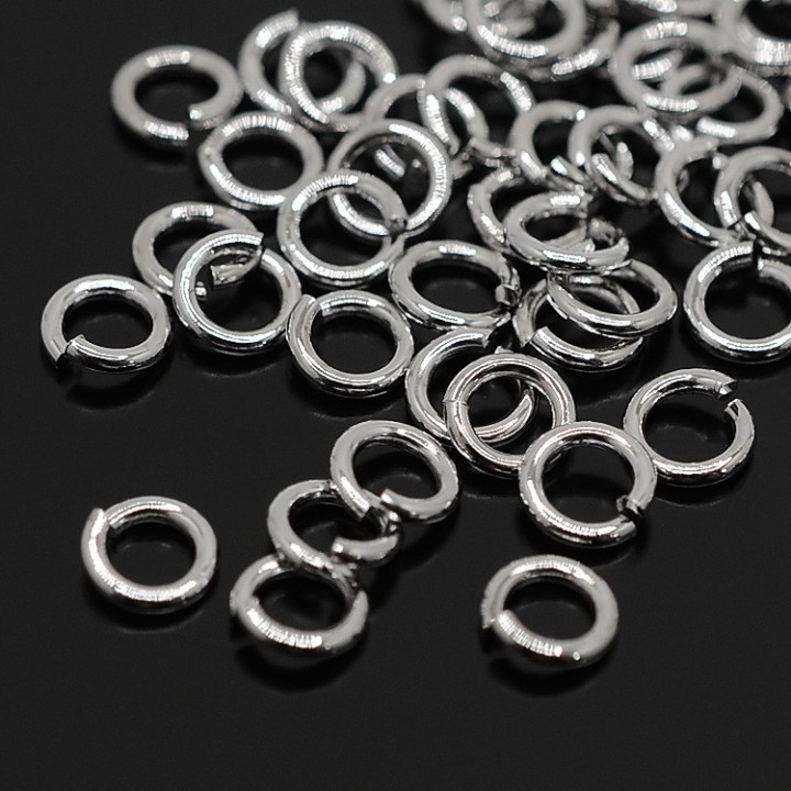 Open jump rings 1.2x6.4mm rhodium plated, 2 grams