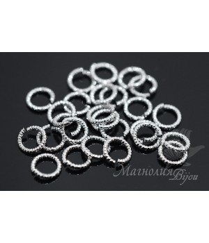 Twisted round ring 6mm rhodium plated, 10 pieces