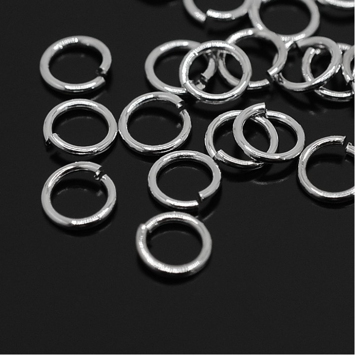 Connecting rings 1x7mm rhodium plated, 2 grams