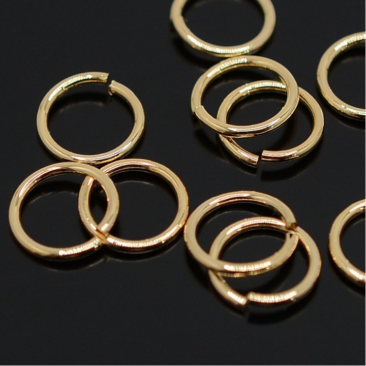 Open jump rings 1.2x10.4mm 16K gold plated, 2 grams