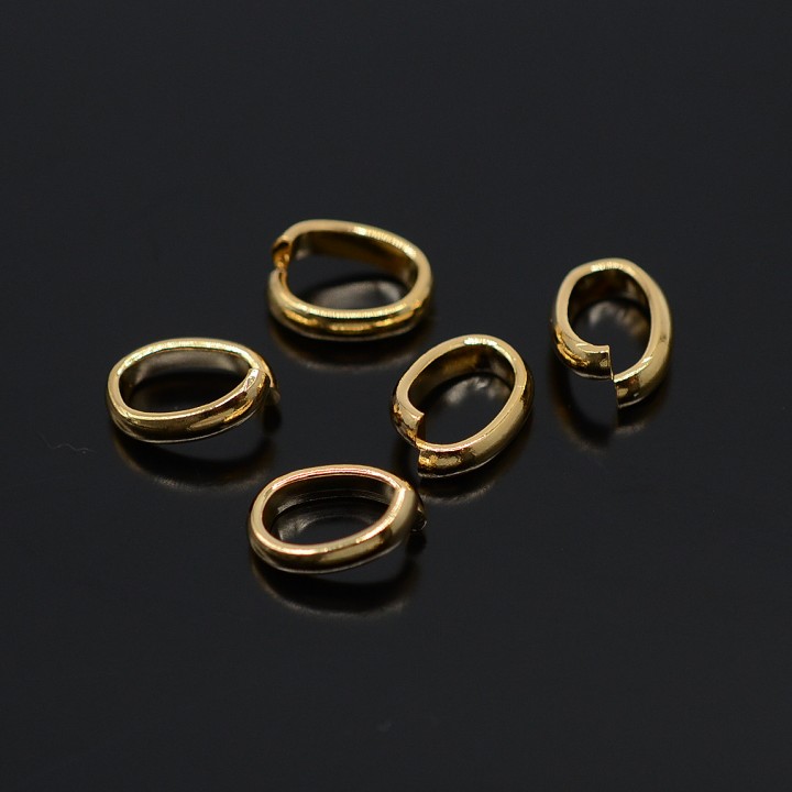 16K Gold Plated 8:12mm Bold Oval Jump Ring Open Link, 5 pcs