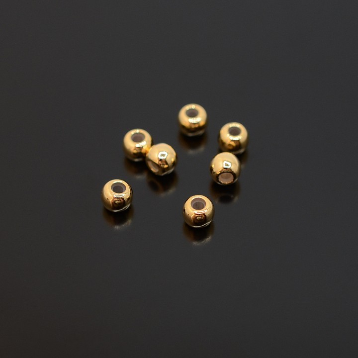 Stopper bead 5:4mm with silicone, 16k gold plated