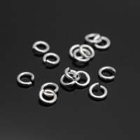 Колечки соединительные 0.8:4.5мм серебро 925 пробы + родиевое покрытие, 10 штук