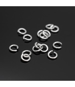 Open jump rings 0.8:4.5mm 10 pieces, 925 sterling silver + rhodium plated