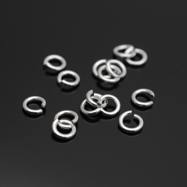 Колечки соединительные 0.8:4.5мм серебро 925 пробы + родиевое покрытие, 10 штук