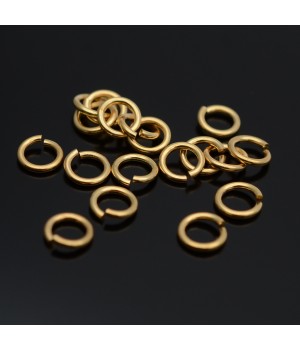 Open jump rings 1:6mm 5 pieces, 925 sterling silver + gold plated