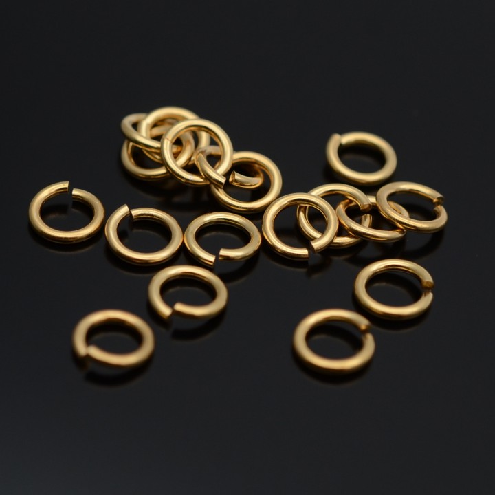 Колечки соединительные 1:6мм серебро 925 пробы + позолота, 5 штук