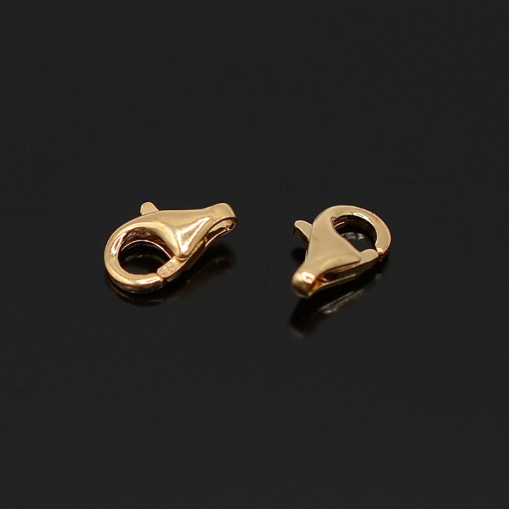 Lobster clasps 8mm, 925 sterling silver + 16K gold plated