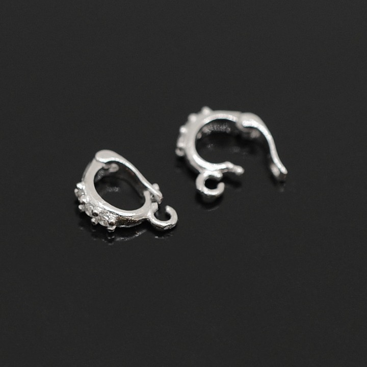 Bail with clasp, 925 sterling silver + rhodium plated