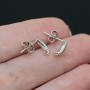 Studs, smooth, 925 sterling silver + rhodium plated