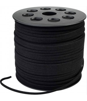 Cordón de ante sintético plano 3mm color negro, 1 metro