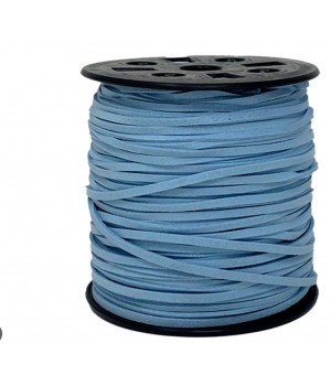 Cordón de ante sintético plano 3mm color azul, 1 metro